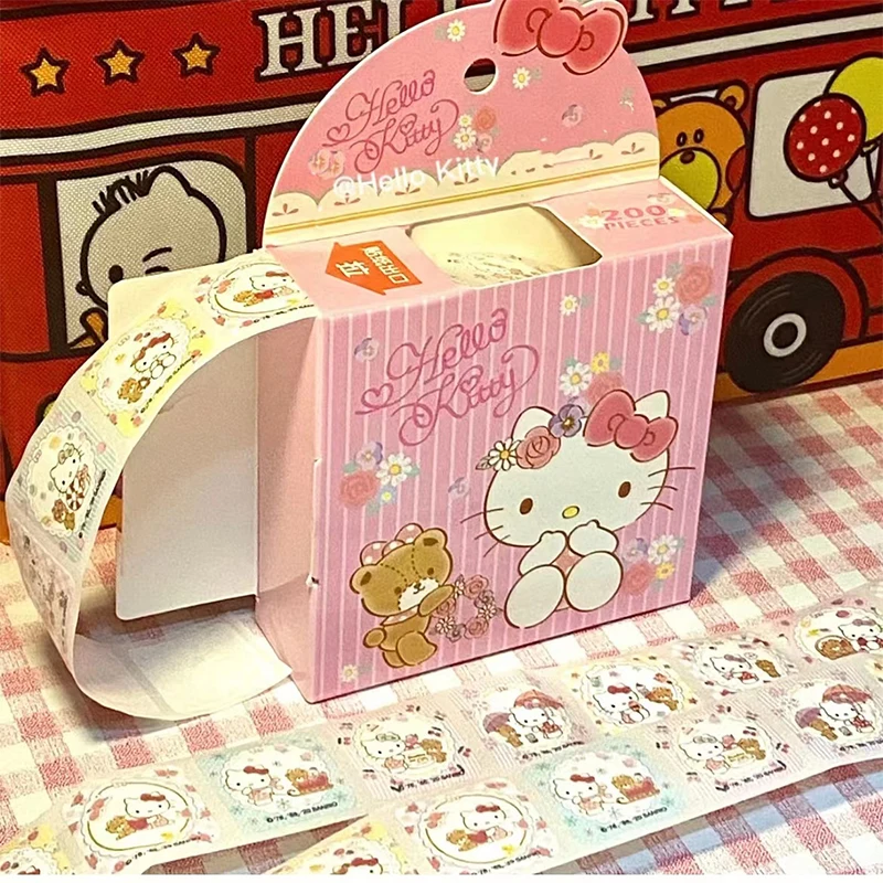 200Pcs/Box Sanrio Cartoon Pull Out Stickers Hello Kitty Kuromi Melody Cinnamoroll Sticker Girl Boy Teacher Reward Toys Gift