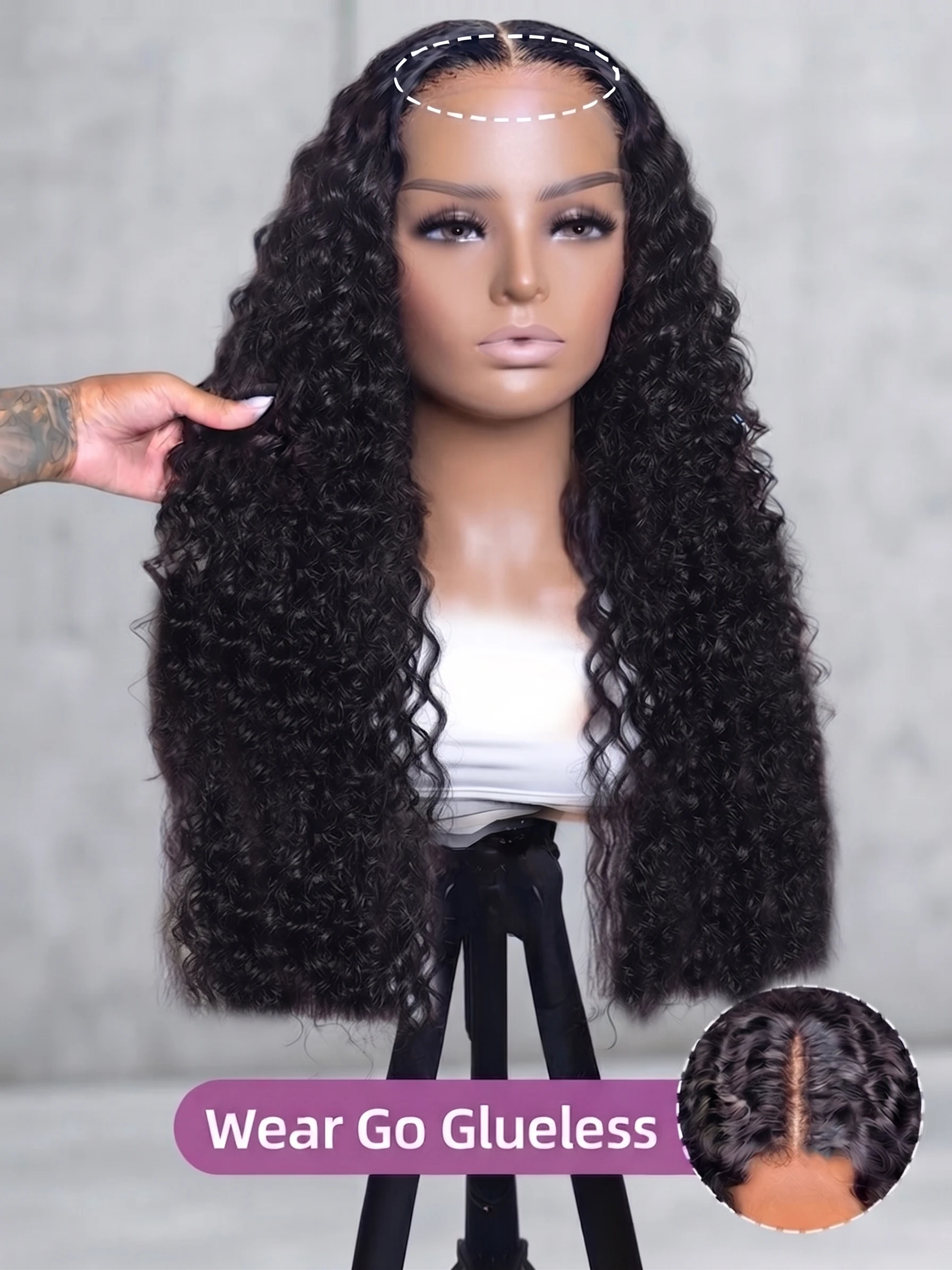 Smilegirl 250% Density 13x6 Water Wave Lace Front Wigs Glueless Wig Human Hair Ready To Wear Wigs Original Indian Wig Without Glue Lace Frontal Human Hair Wigs Pre Cut For Women Loose Deep Wave Frontal Wig on Sale Promotion Curly Wigs