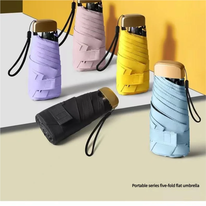 Travel Umbrella Compact - 미니 5단 접이식 포켓 우산, 가벼운