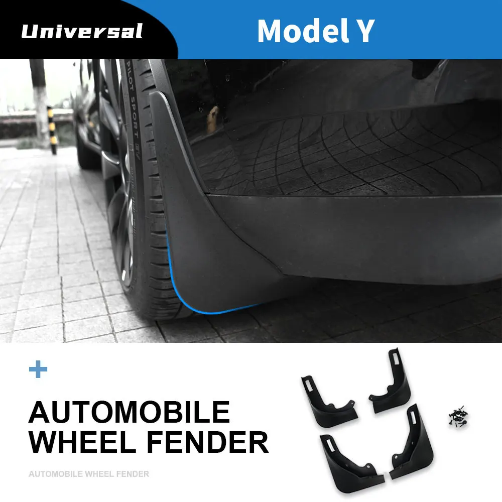 4Pcs Car Mud Flaps No Need to Drill No Tape All Weather Mudflaps Splash Cement Protection for Tesla Model Y Exterior Accessories