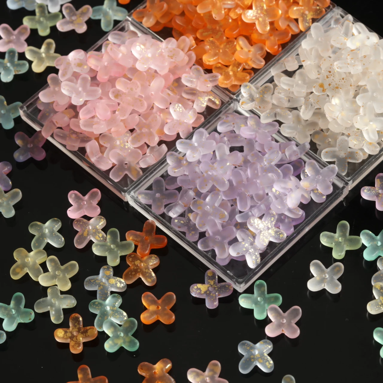 10mm Frosted Osmanthus Shaped Glass Beads Multipurpose Loose Beads For Diy Bracelet Necklace Earring Jewelry Making Accessories