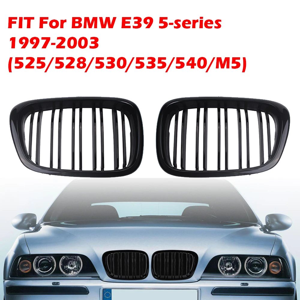 

Fit For BMW E39 M5 5Series 525i 528i 530i 1997-2003 Front Bumper Kidney Grille Racing Grills Car Body Decor Kits Modified Parts