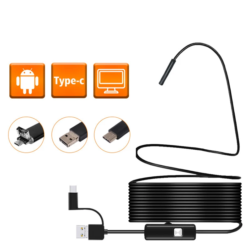 

GUANMOU Android Endoscope Mini Camera 3 IN1 Micro USB Type C Borescope Waterproof LED Car Inspection For HUAWEI XIAOMI PC