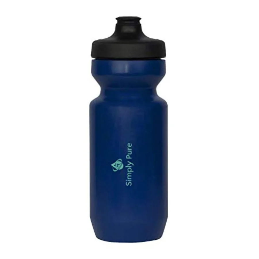 

Sport bike squeeze water bottle, BPA-free plastic, black, 22 oz capacity with Watergate cap for leak-proof convenience