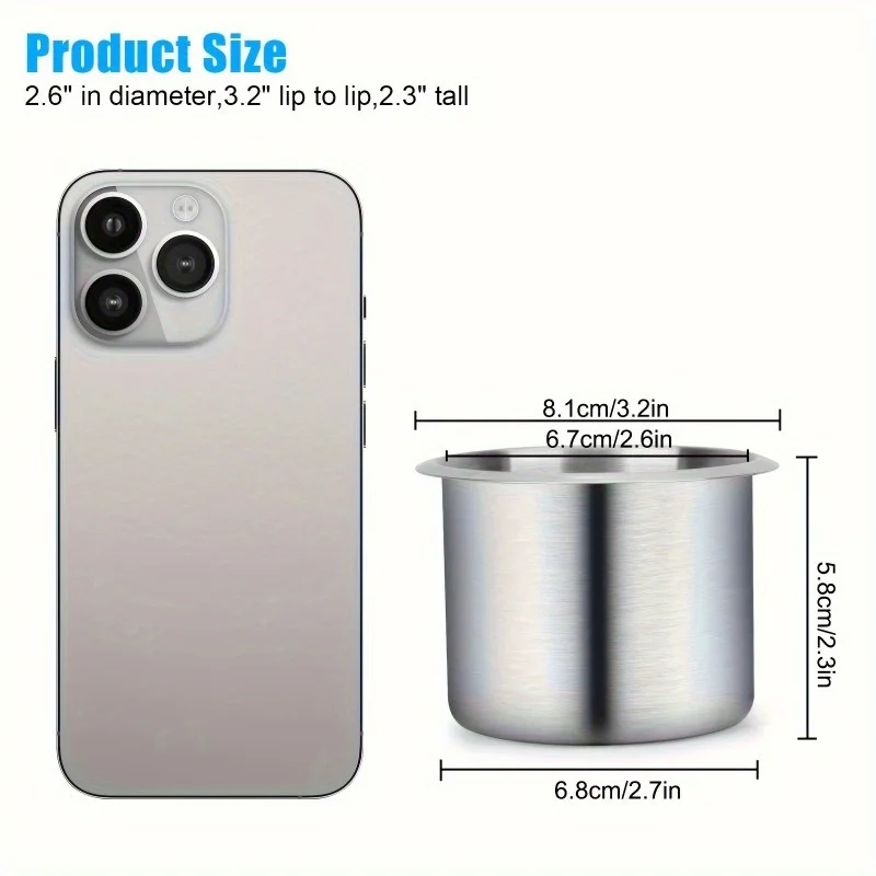 4pcs Stainless Steel Cup Holder, Anti-corrosion and Durable, Silvery Color, Suitable for Cars, Ships, Trucks, Ocean, RVs