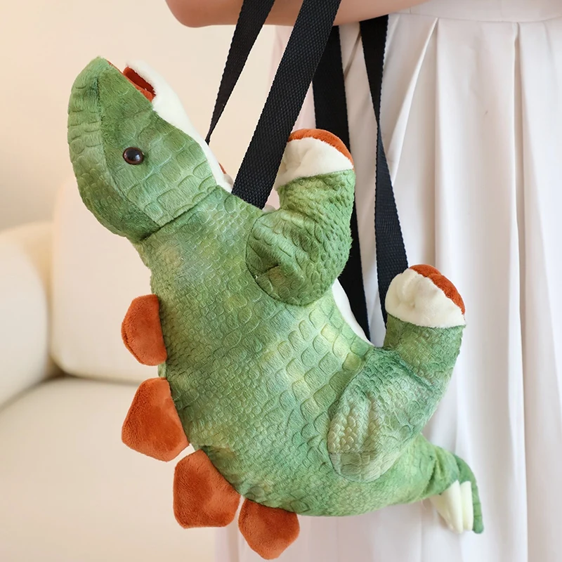 45cm Kawaii Cartoon Dinosaur Stuffed Doll Backpack Blue Green Triceratops Stuffed Backpack For Boys And Girls Birthday Gift