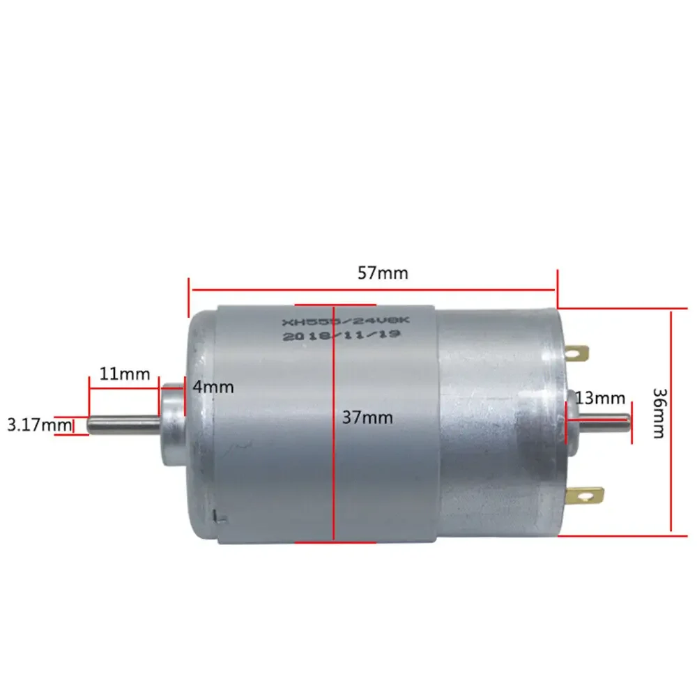 Micro 37mm RS-555 Electric Motor DC 12V~24V 8000RPM Double Dual 3.17mm Shaft Axis Engine