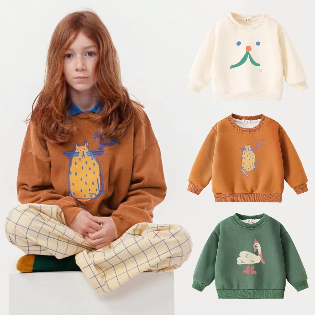 

Winter Fleece Sweatshirts for Kids Sweaters Pullover Thicken Warm Girls Hoodies Cartoon Boys Tops Toddler Baby Clothing