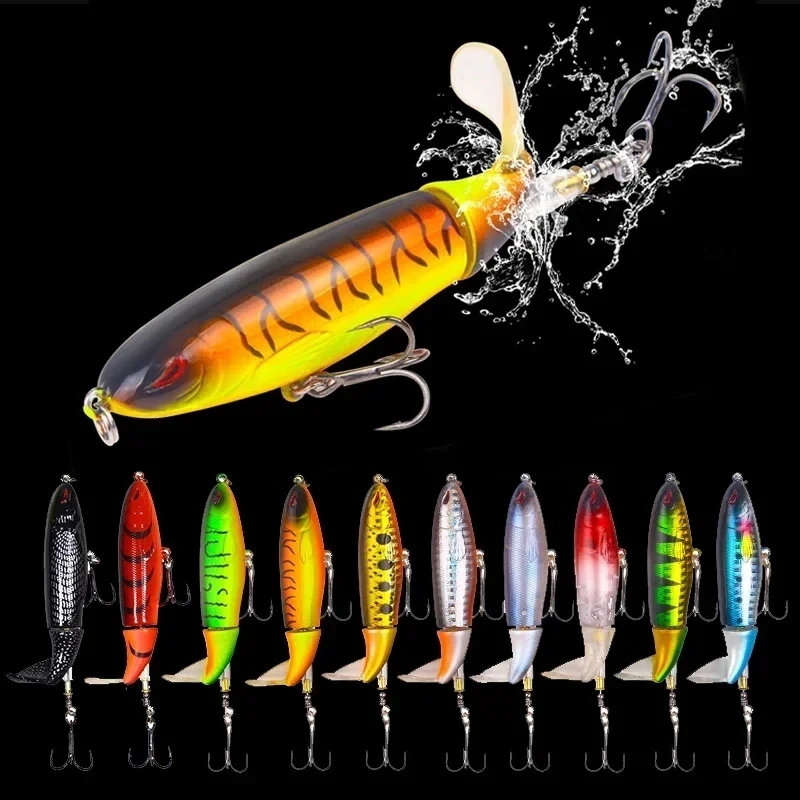 1PCS Whopper 10cm/13g Topwater Popper Fishing Lure Artificial Hard Bait  Soft Rotating Tail Fishing Tackle Fishing Bait