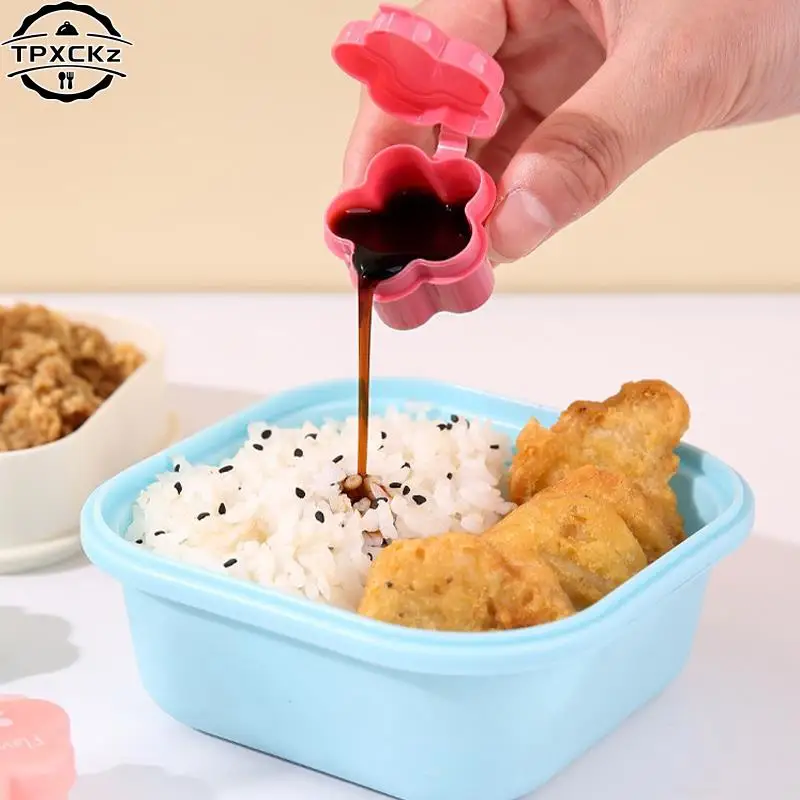 Lunch Bento Soy Sauce Box Container Cute Design Flower Paw Plastic Condiment Dispenser Mini Salad Tomato Sauce Dressing Bottle