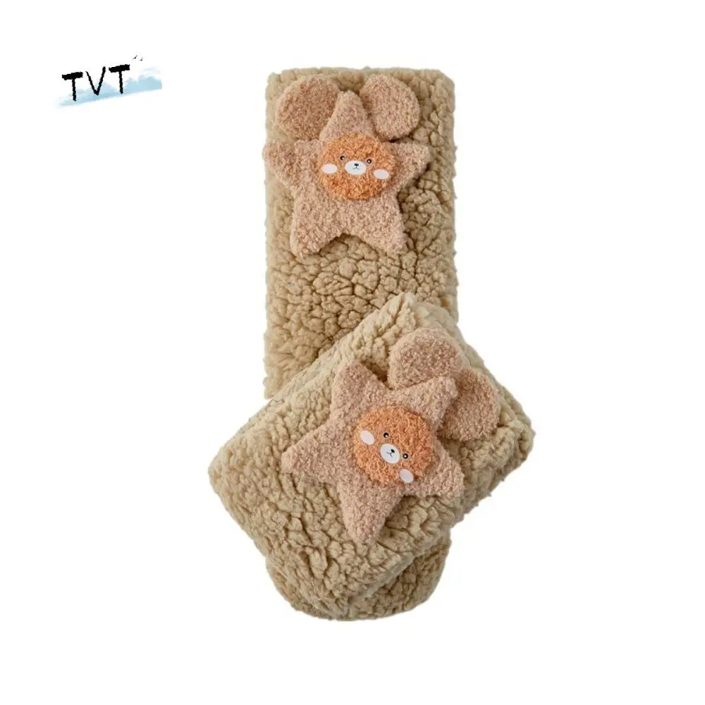 

Funny Star Funny Tube Socks Cartoon Thicken Warm Coral Fleece Socks Mid-Calf Hosiery Floor Stockings Women Girls