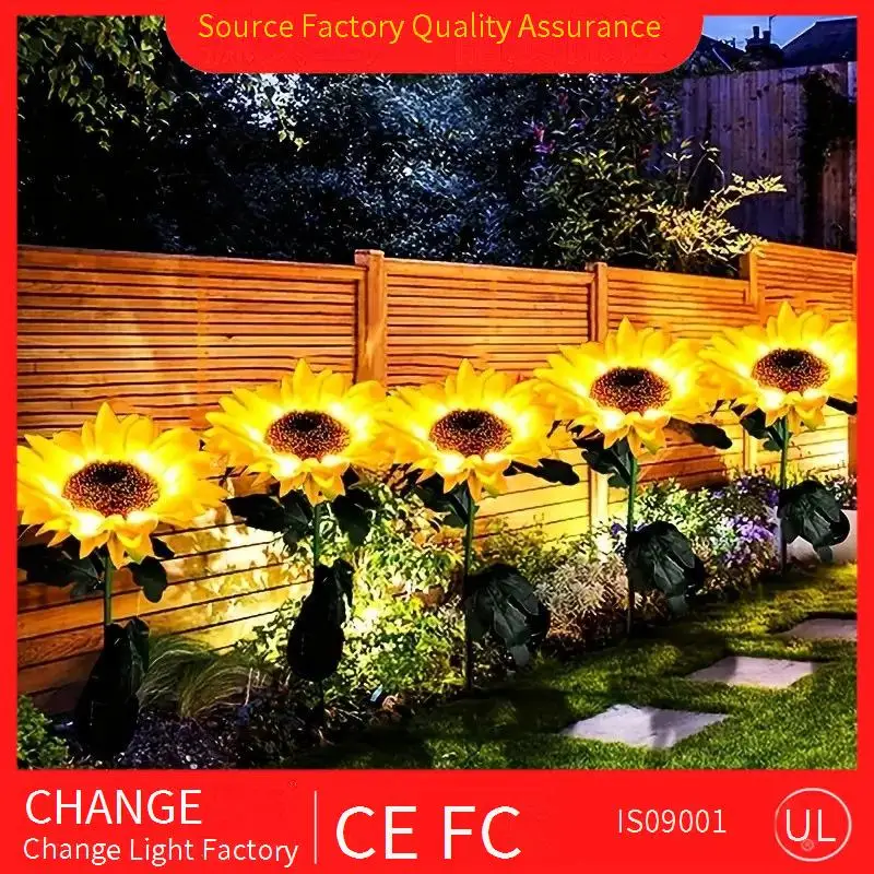 

Solar Simulation Sunflower Light Outdoor Courtyard Garden Landscape Decoration Ground Plug Lawn Light Home Decoration Lighting