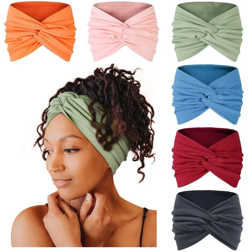 

6 PCS Y2K Sports Headband Euro-American Style Hip-hop Printed Elastic Hairband Elastic Breathable Yoga Hairband Daily