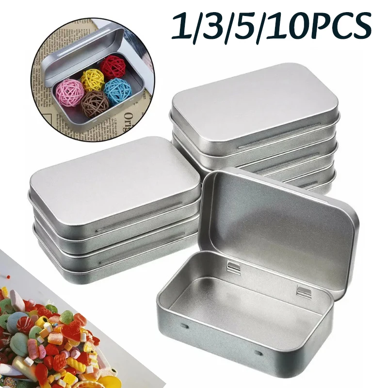 1-10pc Mini Metal Empty Storage Box Tin Plated Container With Hinged Lid Wedding Jewelry Pill Cases Portable Cosmetic Organizer