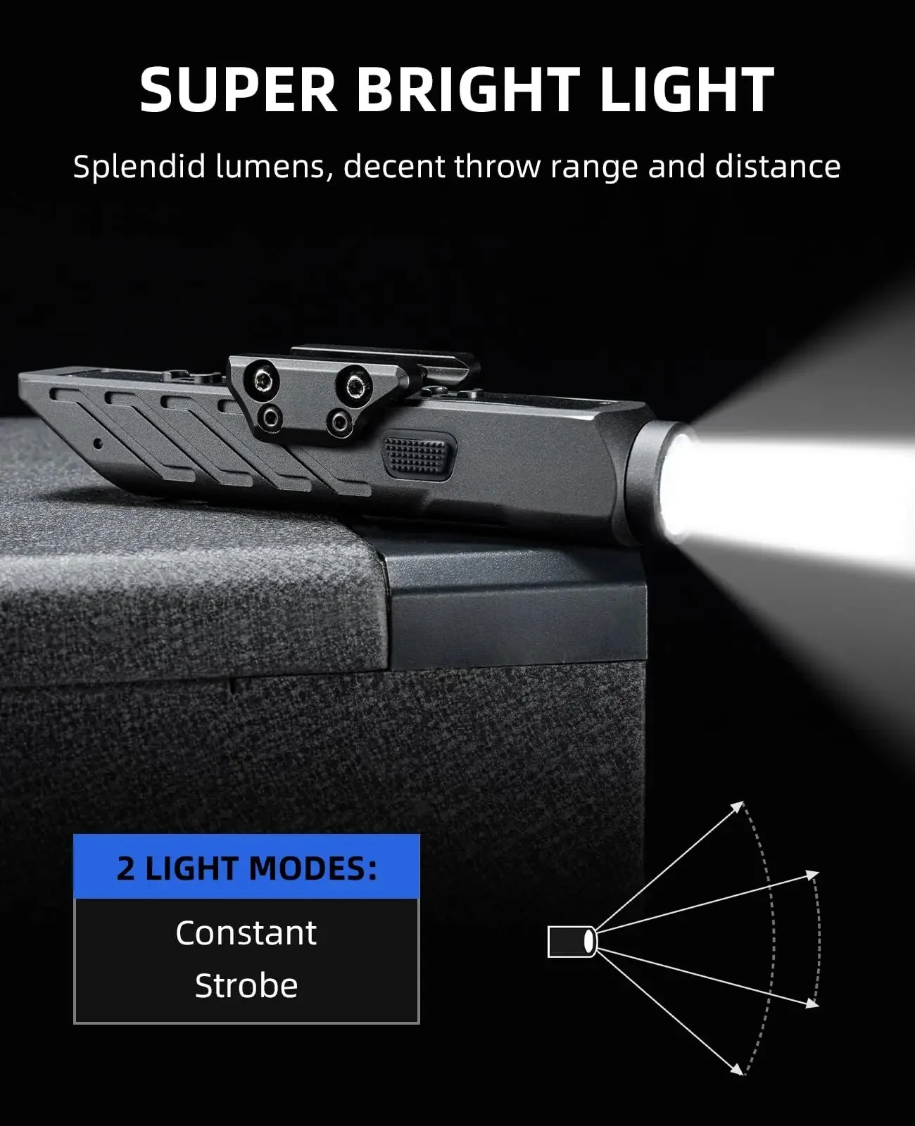 Richfire Taktische Gewehr-Taschenlampe, 1700 Lumen, für Gewehre mit Stroboskop-Modus, passend für M-Schiene und Picatinny-Schiene, magnetisch, wiederaufladbar – Detail 4