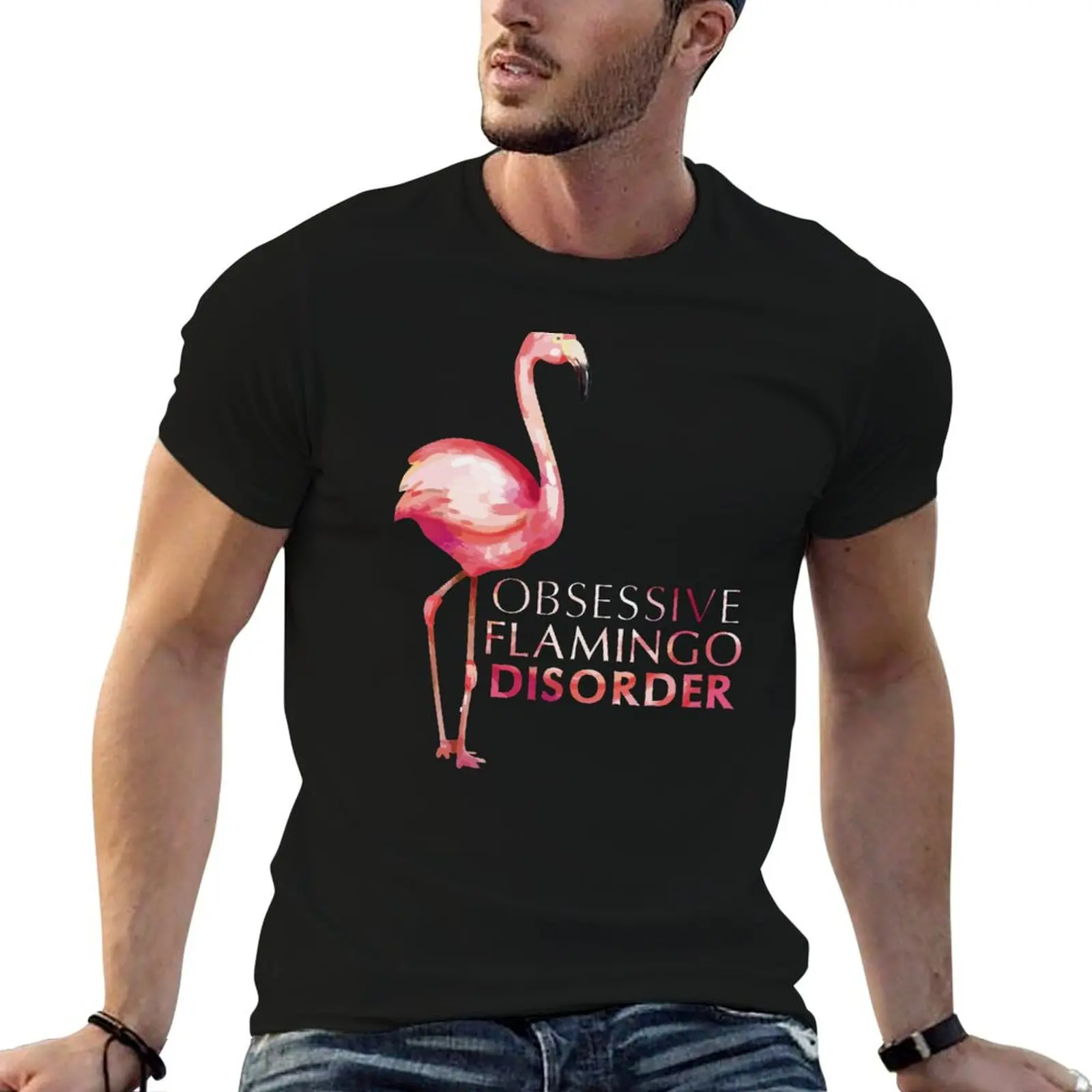 Obsessive Flamingo Disorder T-Shirt Stylish Graphic Short Sleeve Top