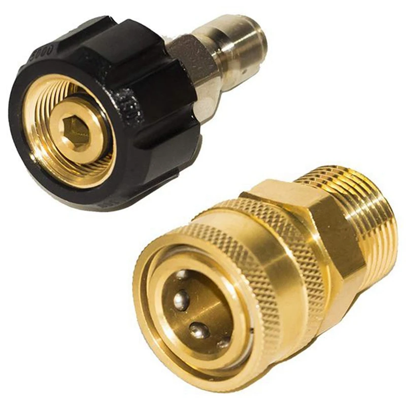 

2 Pairs Of M22 High Pressure Washer Quick Connection, M22 (M22-14MM) To 1/4 Inch Quick Connection, 5000 PSI