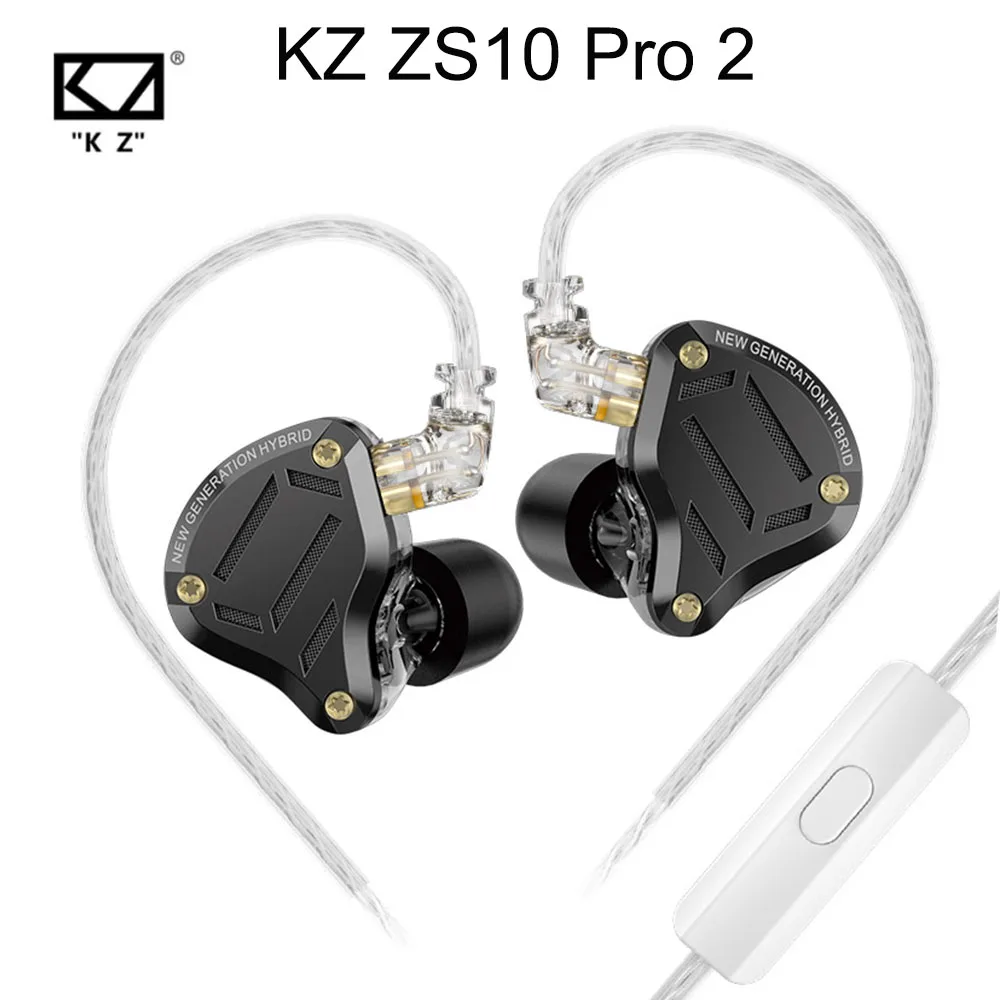 

KZ ZS10 Pro 2 New HIFI In-Ear Earphones Bass Earbud Sport Monitor Sound Noise Reduction Headset 4-Level Tuning Switch Mic 3.5mm