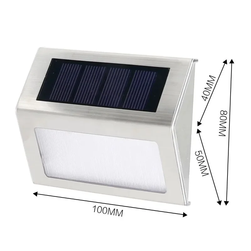 Luzes solares para cerca, áreas externas, led, aço inoxidável, lâmpadas de parede, deck, para escada, cerca, passo, passarela, pátio