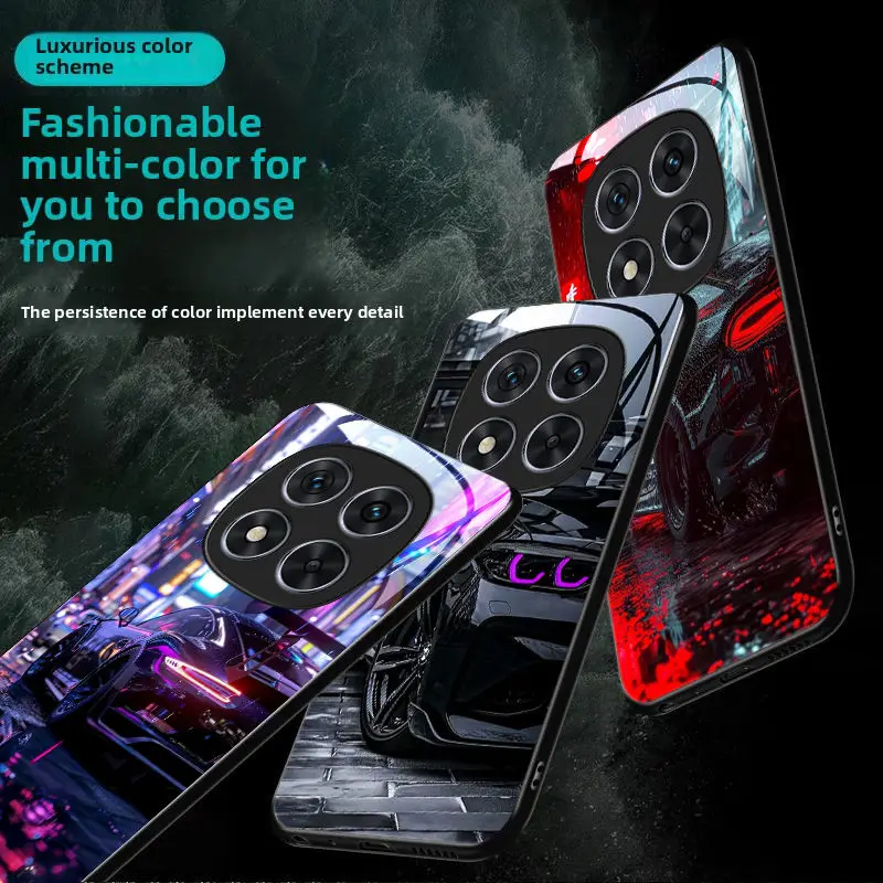 Fashion car design pattern black TPU glass phone case, suitable for Samsung S26/S25/S24/S23/S22/S21/S20 and other models.