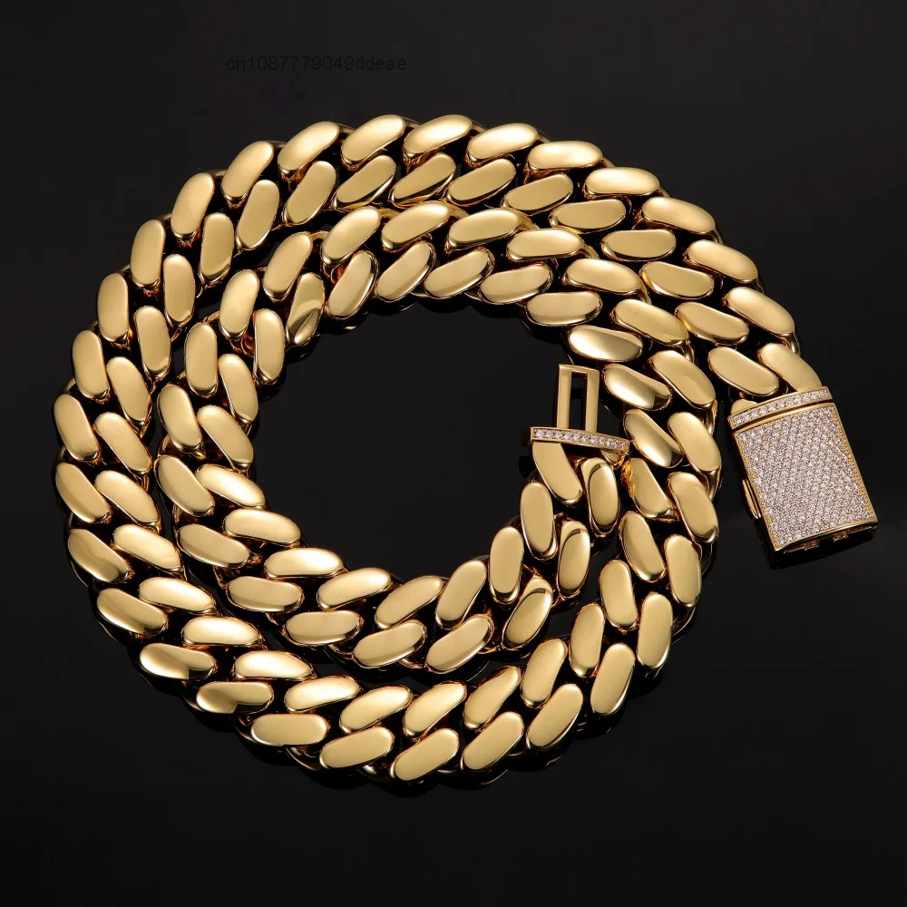 

Серебряная цепочка нестандартного размера, ожерелье в стиле хип-хоп, кубинская цепочка, модные украшения, цепочка 12 мм-22 мм, серебро 925 пробы, золото 18 карат с муассанитом