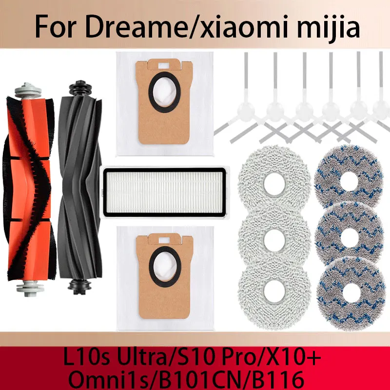 

For Xiaomi Mijia Omni1s/B101CN/B116 robots, including side brushes, filters, cleaning cloths, dust bags and main brushes for Dre