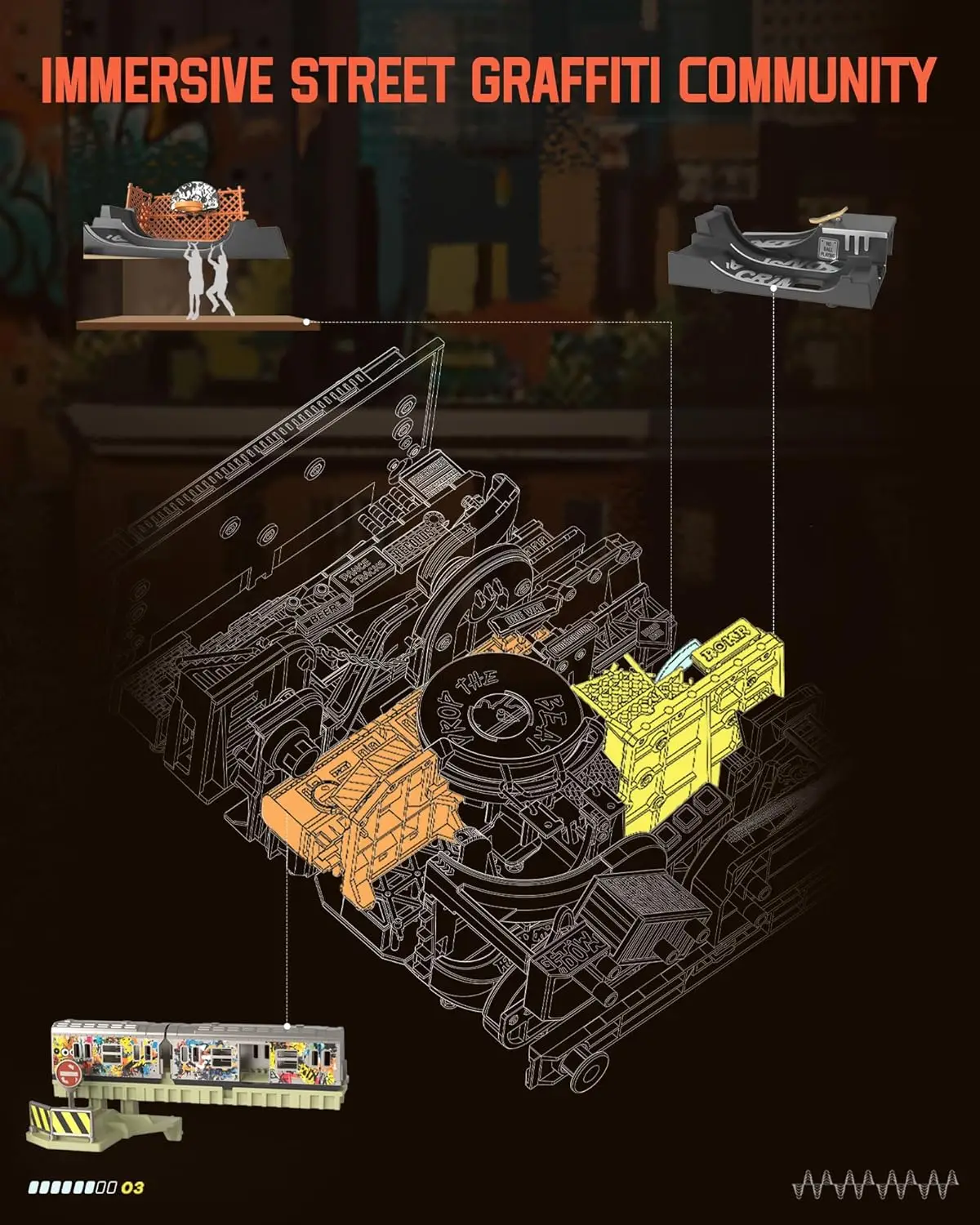 Robotime Rokr – Kits de modèles de course en marbre, décor de jeu de rue Hip-hop, décoration de bureau, monde parallèle MR03S, 134 pièces pour adultes