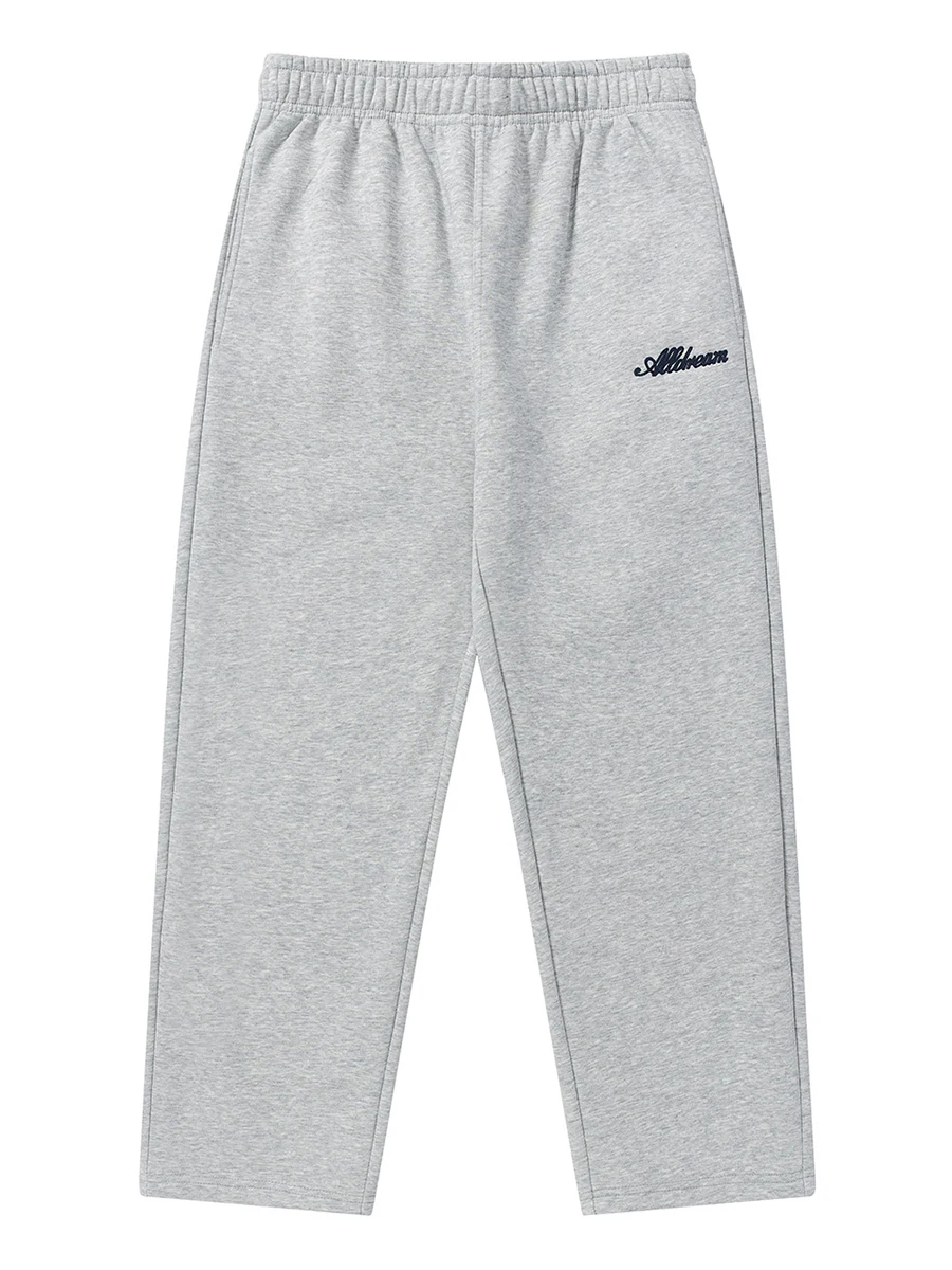 

Trendy Embroidered Fleece Lined Drawstring Casual Thick Warm Men Women Autumn Winter American Style Loose Matching Sweatpants