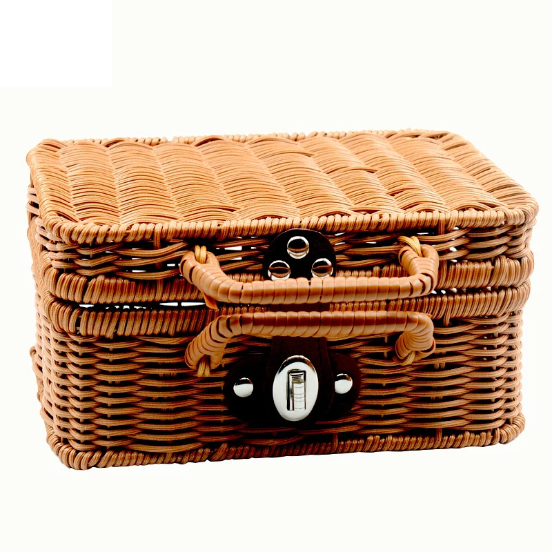 Portable Rattan Woven Storage Box, Storage Basket, Photography Props, Companion