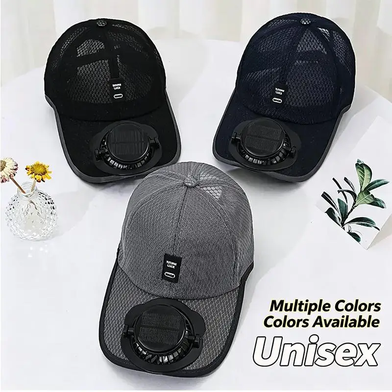 Solar Powered Cooling Fan Cap USB Rechargeable Anti-UV Breathable Sun Hat for Summer Outdoor Sport Travel Daily Use