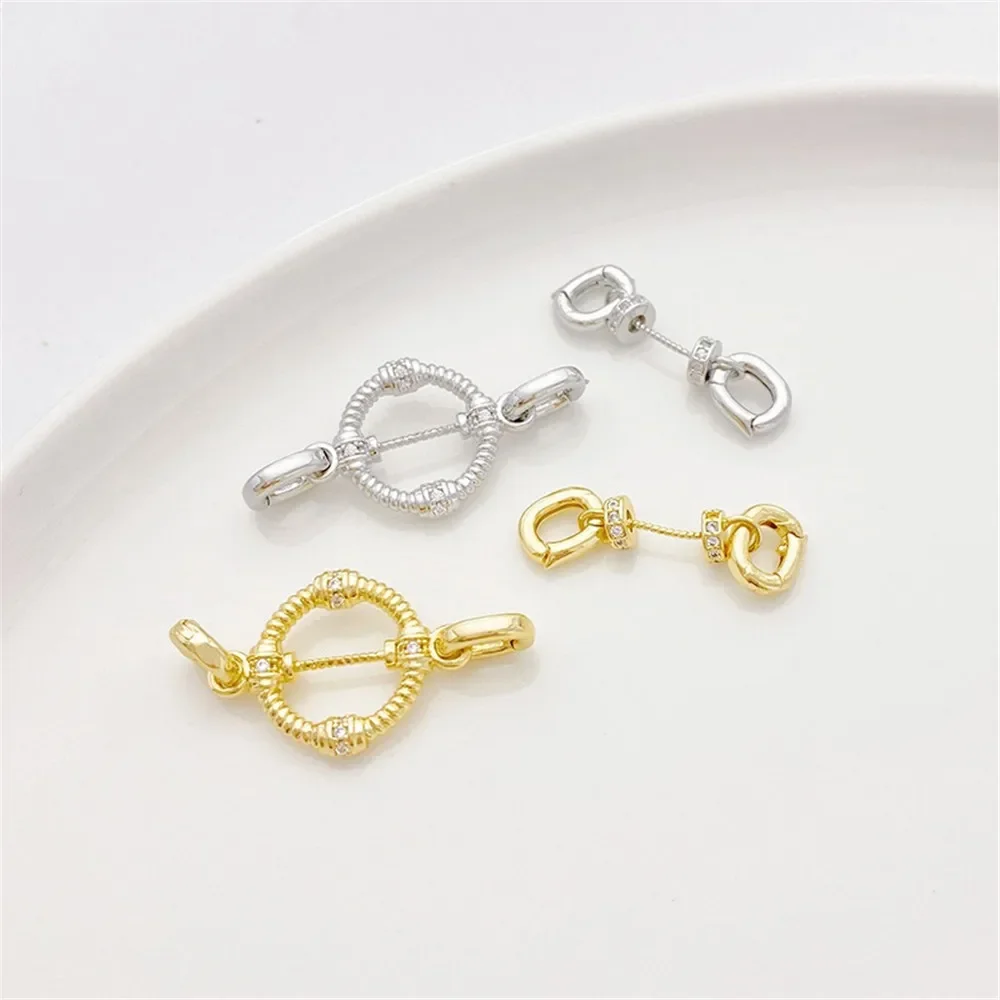 Anillo giratorio de Color dorado de 14K, doble hebilla Universal colgante hecha a mano, pulsera de hilo, collar, accesorios de cierre de conexión