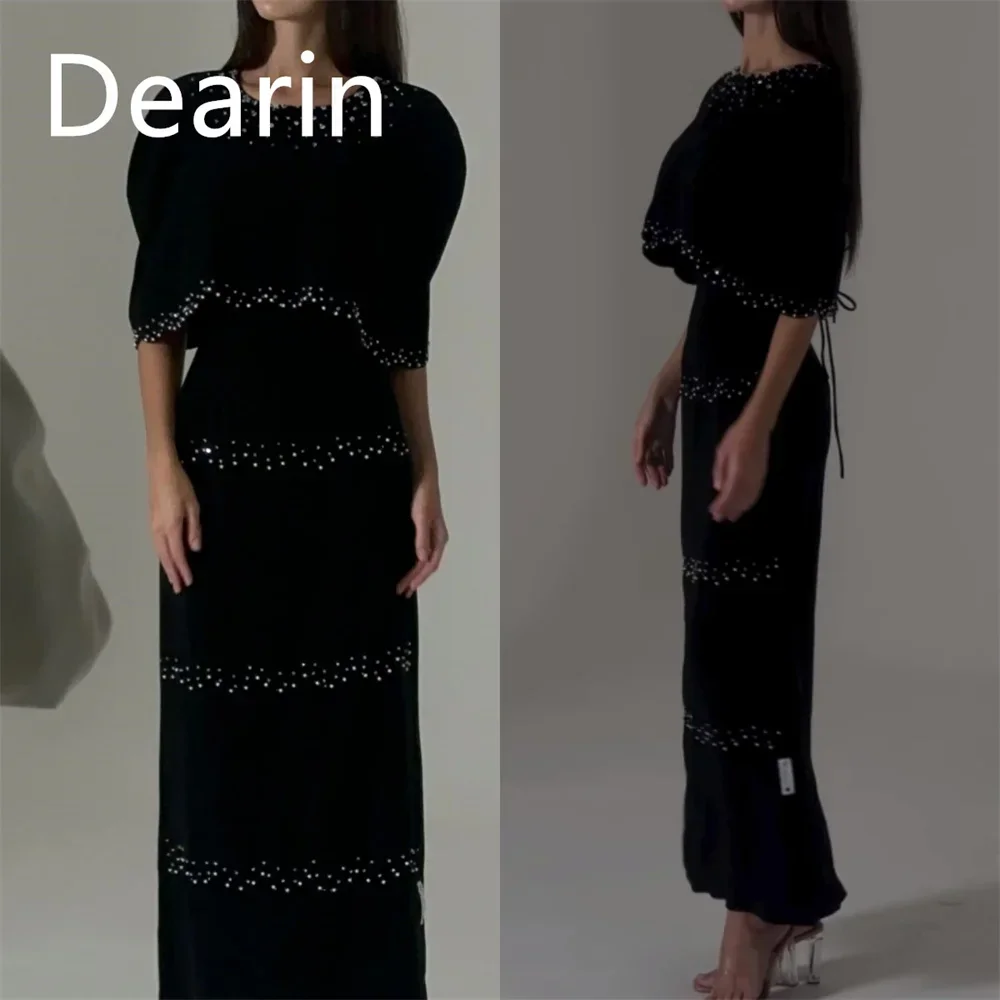 

Customized Formal Gown Dearin Scoop Neckline Column Ankle Length Skirts Bespoke Occasion Dresses Evening Prom Dress Saudi Arabia