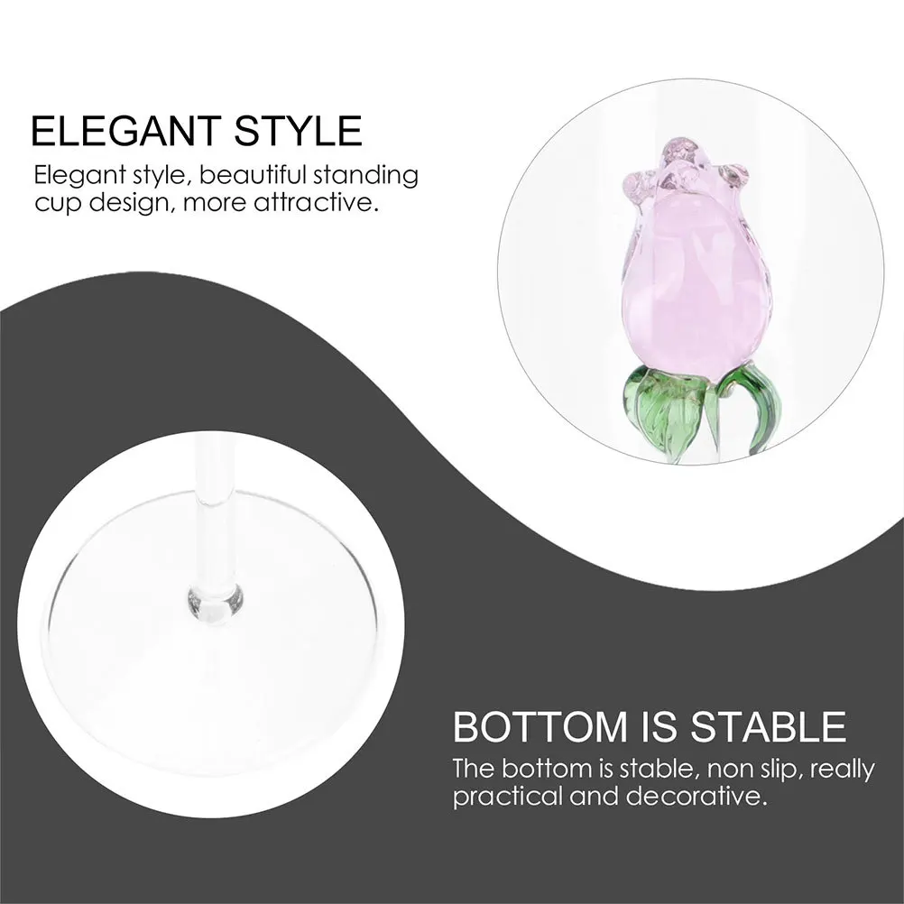 

2Pcs Elegant Rose Crystal Goblet Compact Size for Red Wine Cocktail Party Table Decoration Unique Glass Cup