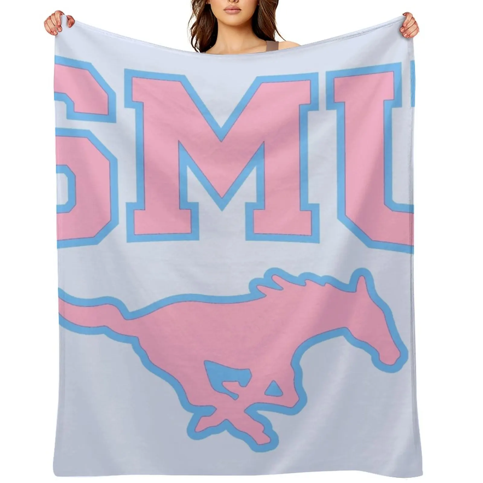 SMU Blue Logo & Pink Peruna Throw Blanket Beach Tourist Moving Summer for babies anime Blankets