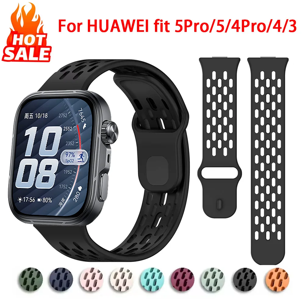 Sport Bands For Huawei Watch Fit 5 Pro Silicone Breathable Bracelet Correa Huawei Watch fit 5 4/4Pro 3 Strap watch Accessories
