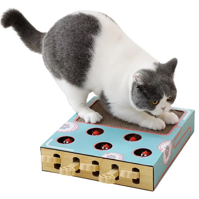 Cat Toy Whack-a-Mole Cat Toy With Scratching Board Kitten Teaser Hunting Toy Thickened Durable Cardboard Cat Scratcher For pets