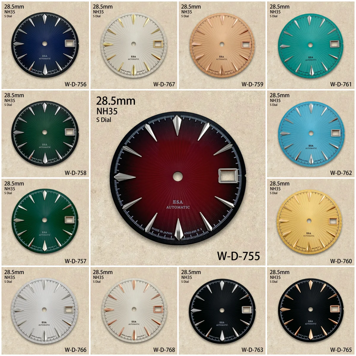 28.5mm Cocktail S Dial Fit NH35 Movement High-Quality Vertical Grain Dial Watch Modification Accessories