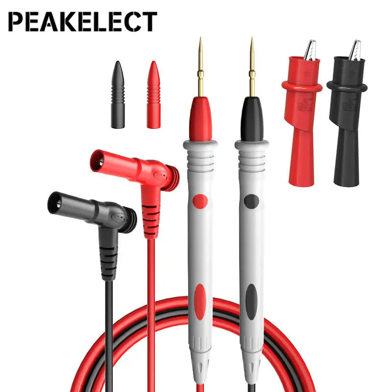 

Peakelect P1502B Multimeter Test Lead with With Alligator Clips 4mm Banana Plug Multimeter Probe Sharp Needle 1M Cable 1000V/20A