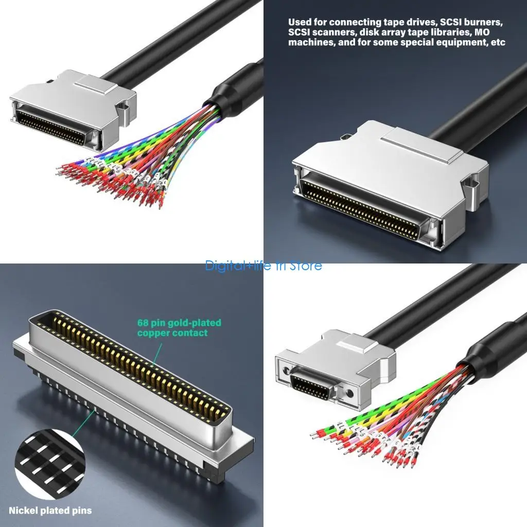 

E06D Кабель для передачи данных SCSI с одинарным гнездовым разъемом и разъемом CN14P CN20P CN26P CN36P CN50P CN68P для длина 6