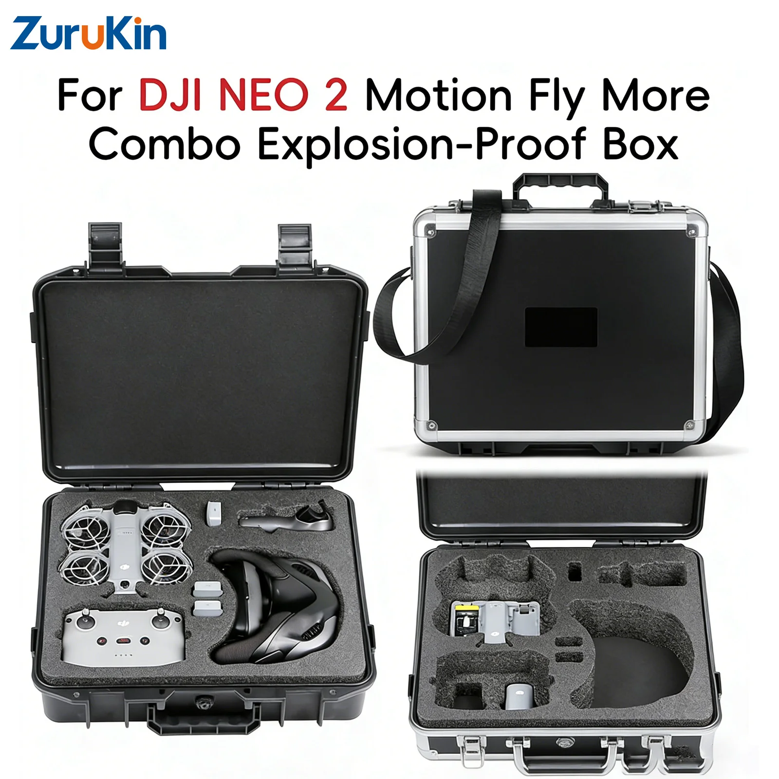 ZuruKin Waterproof Hard Case for DJI Neo 2 Motion Fly More Combo Explosion-Proof Carrying Box Storage Suitcase Bag Accessories