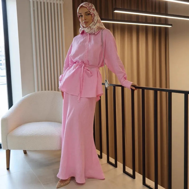 

Европейско-американское трансграничное летнее элегантное и мягкое длинное платье с длинными рукавами 2026 года, свободное и комфортное платье-костюм