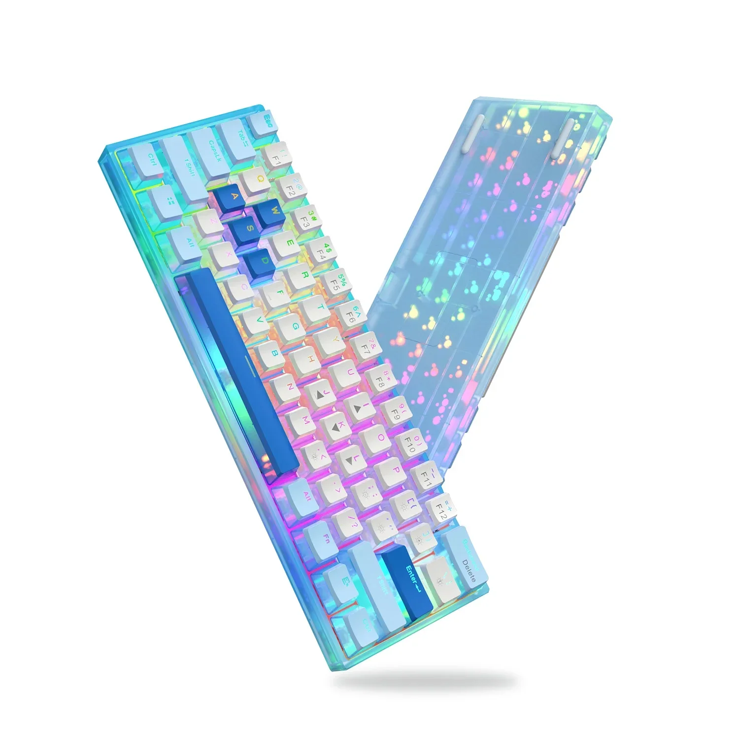

US/EU WK61 Mechanical Keyboard 61 Keys Hotswap 60% Layout RGB Backlit Gaming Keyboard Pudding Keycap Linear Red Switch for PC