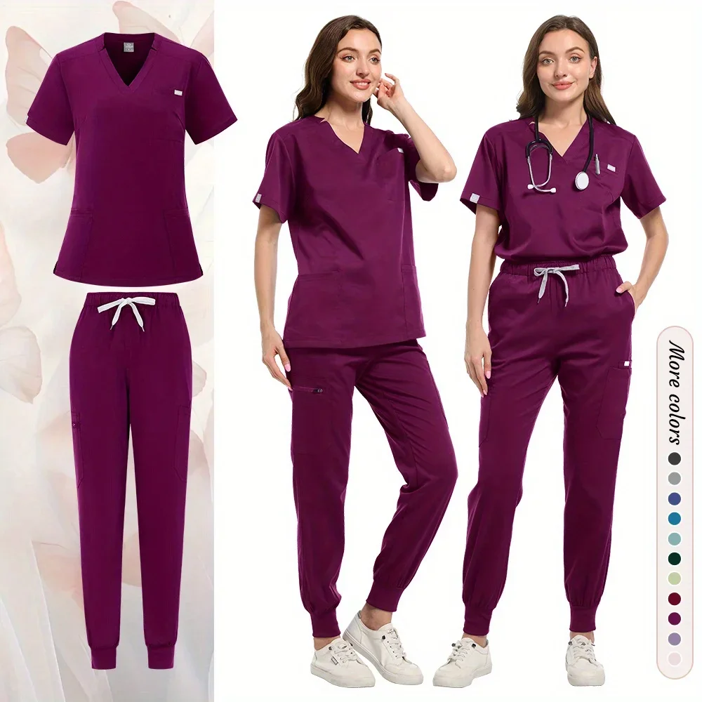 

High Quality Women Scrubs Sets Hospital Beauty Spa Salon Lab Workwear Clothes Nurses Accessories