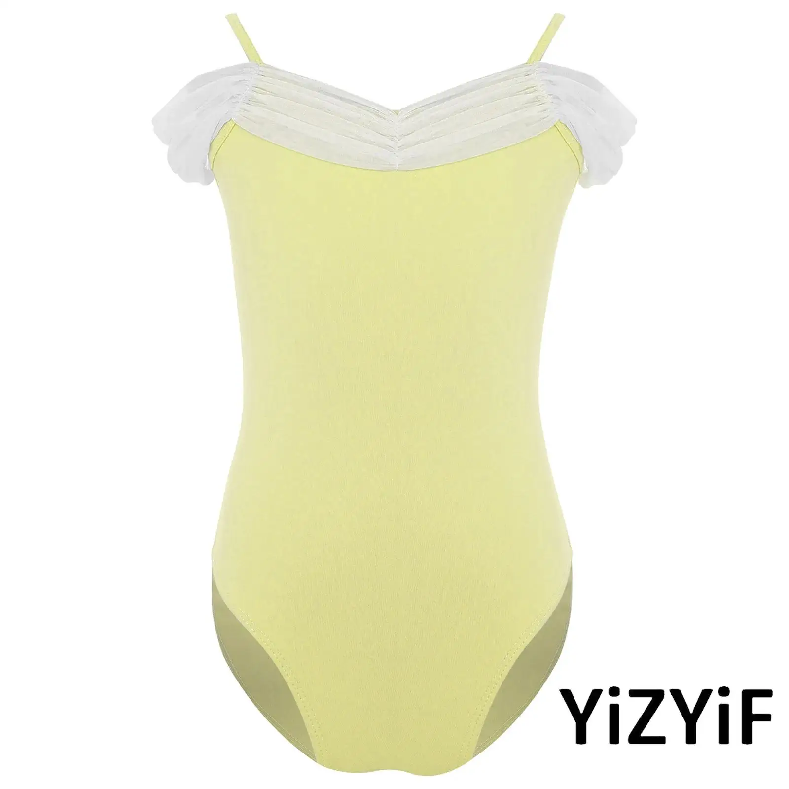 أطفال بنات ممارسة الرقص الغنائي زي شبكة طوق السباغيتي الأشرطة رداء رقص الباليه لتدريب فئة الرقص اللاتينية الباليه #1