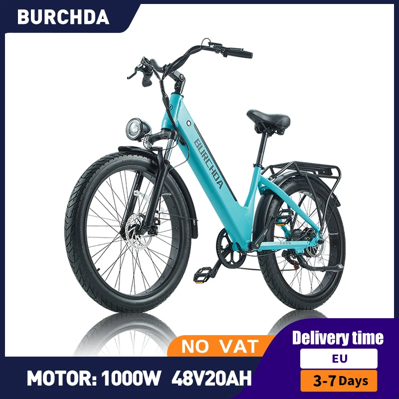 BURCHDA 2024 NEW Electric Bicycle 1000W 26Inch Urban City Electric Bike 48V20AH Large Battery  3.0 Fat Tyres Mountain Ebike AZ26