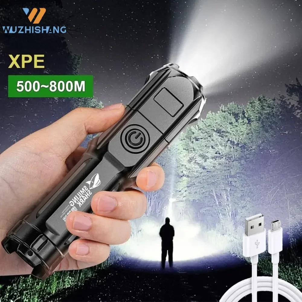 Powerful LED Flashlight 100000 Lumen Tactical Flashlights Rechargeable USB 18650 Waterproof Zoom Fishing Hunting LED Flashlight