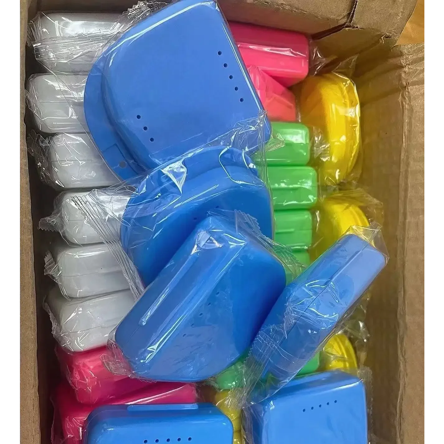 50 stuks kunstgebit opbergkoffers orthodontische houder gedeeltelijke kunstgebit container dozen voor tandheelkundige prothese zorg - afbeelding 2