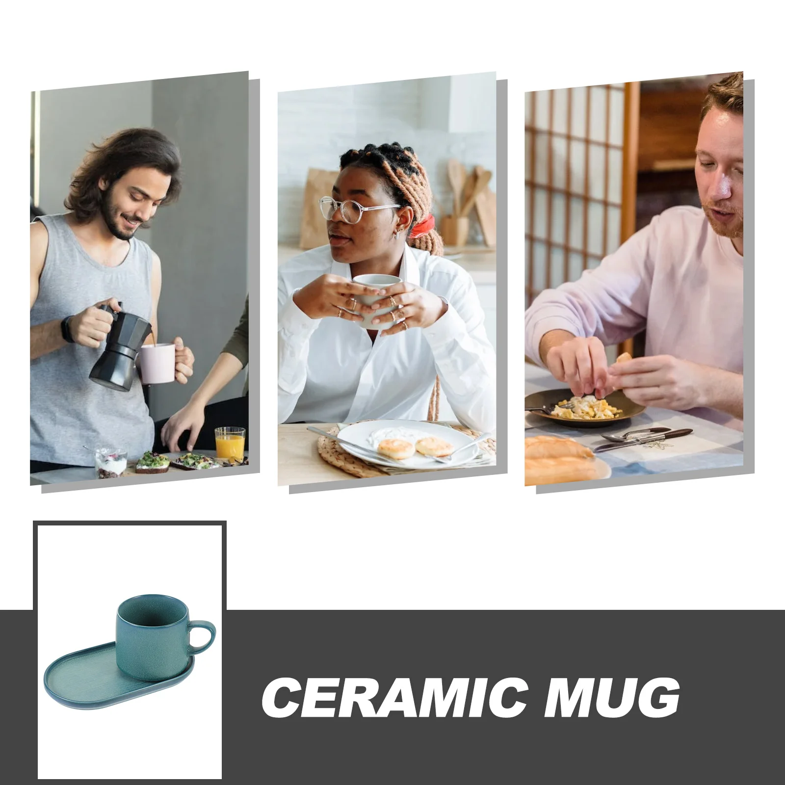 

Coffee Mug Ceramic With Saucer Water Dessert Blue Cups and Saucers Cute Creative