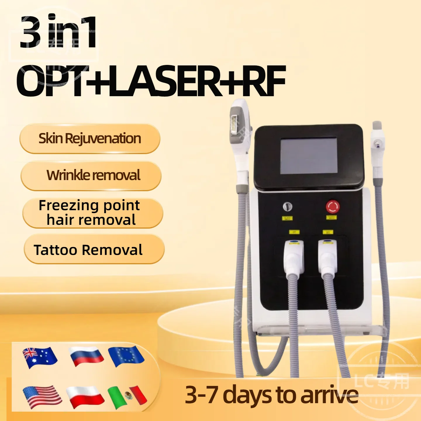 

OPT 3 in 1 IPL laser hair removal E light wrinkle removal Nd YAG tattoo removal whitening face lift skin rejuvenation