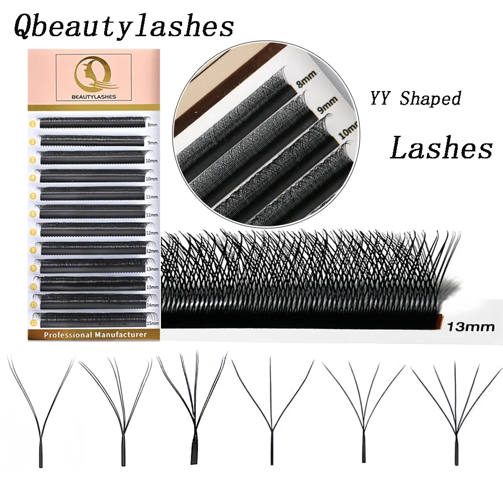 Qbeautyelashes W على شكل YY 2d 3d 4d 5d 6d 8d الرموش تمديد مسبقة الصنع حجم مروحة YY لينة الطبيعية الفردية الرموش الصناعية #1